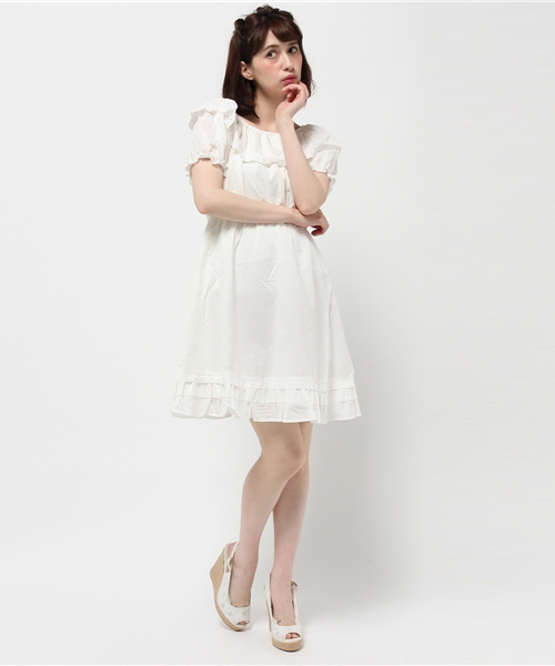 earth music&ecology（アースミュージックアンドエコロジー）の「【2016Summer】コットンレースワンピース（ワンピース・レディース・ブラック/ホワイト/ピンク・FREE）」の4枚目の写真