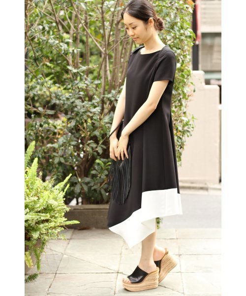 FIGARO Paris（フィガロパリ）の「カラーブロック アシメワンピース◆（ワンピース・レディース・ホワイト/ブラック・38/36）」の2枚目の写真