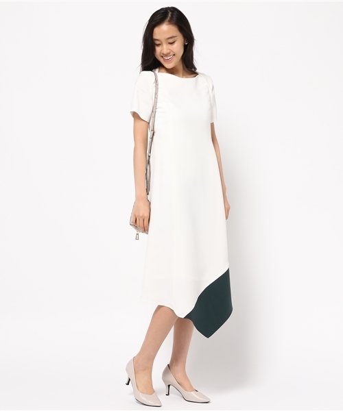 FIGARO Paris（フィガロパリ）の「カラーブロック アシメワンピース◆（ワンピース・レディース・ホワイト/ブラック・38/36）」の14枚目の写真