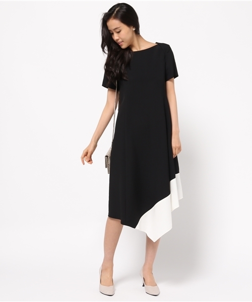 FIGARO Paris（フィガロパリ）の「カラーブロック アシメワンピース◆（ワンピース・レディース・ホワイト/ブラック・38/36）」の8枚目の写真