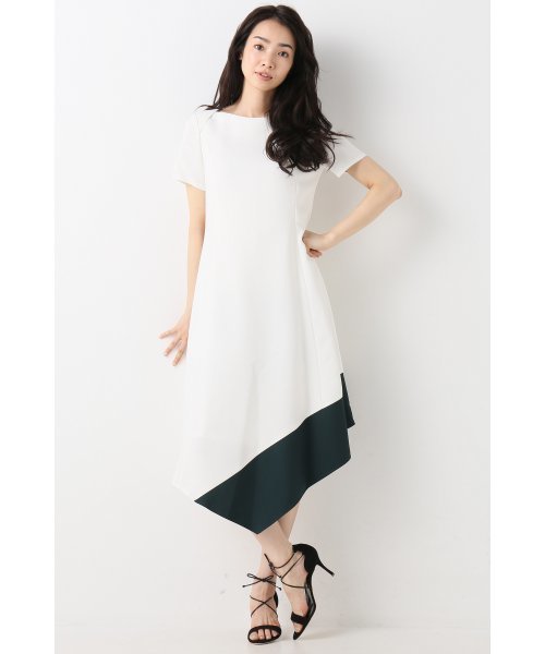 FIGARO Paris（フィガロパリ）の「カラーブロック アシメワンピース◆（ワンピース・レディース・ホワイト/ブラック・38/36）」の3枚目の写真