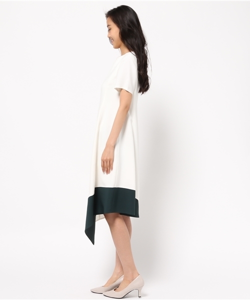 FIGARO Paris（フィガロパリ）の「カラーブロック アシメワンピース◆（ワンピース・レディース・ホワイト/ブラック・38/36）」の6枚目の写真