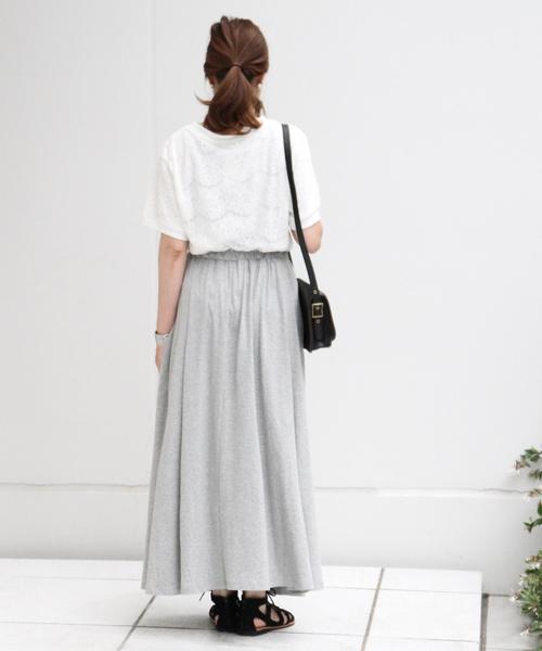 coen（コーエン）の「ウエストリボン天竺マキシスカート（スカート・レディース・グレー/ブラウン・FREE）」の4枚目の写真