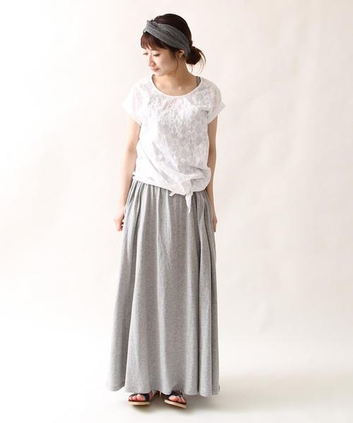 coen（コーエン）の「ウエストリボン天竺マキシスカート（スカート・レディース・グレー/ブラウン・FREE）」の8枚目の写真