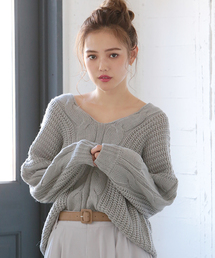 one after another NICE CLAUP | V開きケーブルニット(ニット/セーター)