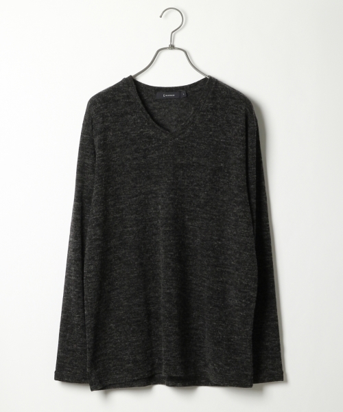RAGEBLUE（レイジブルー）の「ソフトタッチVネックニットソー/735367（ニット/セーター・メンズ・ブラック/グレー/ネイビー/ダークブラウン/グリーン・LARGE/MEDIUM）」の2枚目の写真
