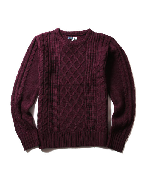 THE CASUAL（カジュアル）の「【ケーブル / フィッシャーマン】ウールミックスクルーネックニット（ニット/セーター・メンズ・オフホワイト/ブラック系その他/ワイン/ネイビー/ホワイト×ネイビー/チャコール/杢グレー/ホワイト/ブラック/チャコールグレー×ブラック・XL/L/S/M）」の11枚目の写真