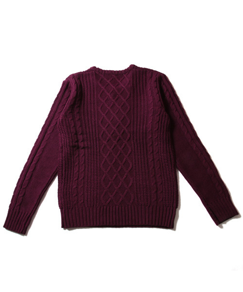 THE CASUAL（カジュアル）の「【ケーブル / フィッシャーマン】ウールミックスクルーネックニット（ニット/セーター・メンズ・オフホワイト/ブラック系その他/ワイン/ネイビー/ホワイト×ネイビー/チャコール/杢グレー/ホワイト/ブラック/チャコールグレー×ブラック・XL/L/S/M）」の12枚目の写真