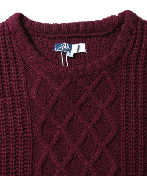 THE CASUAL（カジュアル）の「【ケーブル / フィッシャーマン】ウールミックスクルーネックニット（ニット/セーター・メンズ・オフホワイト/ブラック系その他/ワイン/ネイビー/ホワイト×ネイビー/チャコール/杢グレー/ホワイト/ブラック/チャコールグレー×ブラック・XL/L/S/M）」の13枚目の写真