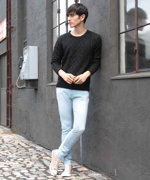 THE CASUAL（カジュアル）の「【ケーブル / フィッシャーマン】ウールミックスクルーネックニット（ニット/セーター・メンズ・オフホワイト/ブラック系その他/ワイン/ネイビー/ホワイト×ネイビー/チャコール/杢グレー/ホワイト/ブラック/チャコールグレー×ブラック・XL/L/S/M）」の18枚目の写真