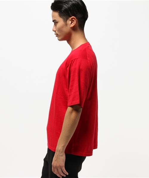 ALLEGE（アレッジ）の「【ALLEGE】ショートスリーブニット（Tシャツ/カットソー・メンズ・レッド/ダークブラウン・M/S）」の3枚目の写真