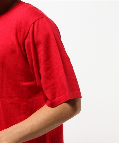 ALLEGE（アレッジ）の「【ALLEGE】ショートスリーブニット（Tシャツ/カットソー・メンズ・レッド/ダークブラウン・M/S）」の6枚目の写真