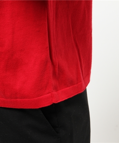 ALLEGE（アレッジ）の「【ALLEGE】ショートスリーブニット（Tシャツ/カットソー・メンズ・レッド/ダークブラウン・M/S）」の7枚目の写真