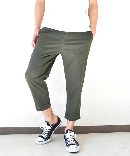 VIBGYOR（ヴィブジョー）の「VIBGYOR Select/ ストレッチカラークロップドパンツ（チノパンツ・メンズ・ブルー/ブラック/カーキ/ホワイト/レッド/ベージュ/ネイビー・X-LARGE/SMALL/MEDIUM/LARGE）」の4枚目の写真