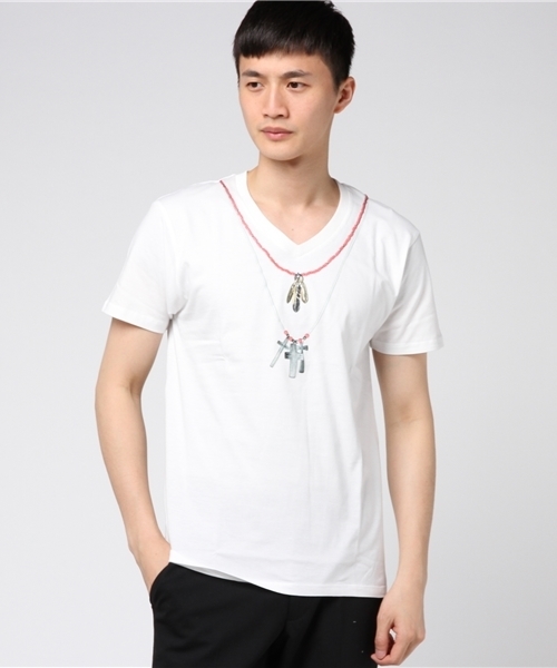JACKROSE（ジャックローズ）の「ネイティブ･ネックレスVネックTシャツ（Tシャツ/カットソー・メンズ・ブラック/ホワイト・L/M）」の11枚目の写真