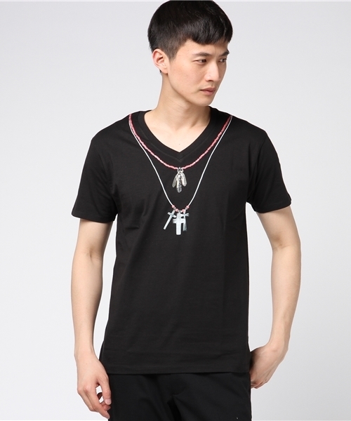 JACKROSE（ジャックローズ）の「ネイティブ･ネックレスVネックTシャツ（Tシャツ/カットソー・メンズ・ブラック/ホワイト・L/M）」の10枚目の写真