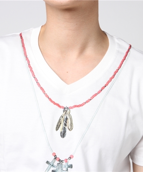 JACKROSE（ジャックローズ）の「ネイティブ･ネックレスVネックTシャツ（Tシャツ/カットソー・メンズ・ブラック/ホワイト・L/M）」の5枚目の写真