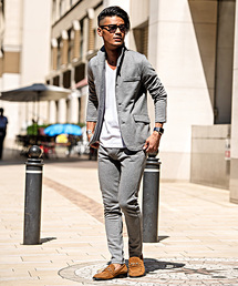 Vicci（ビッチ）の「『vicci/ヴィッチ』カルゼニット イタリアンカラージャケット＆パンツ【上下セットアップ】（セットアップ）」