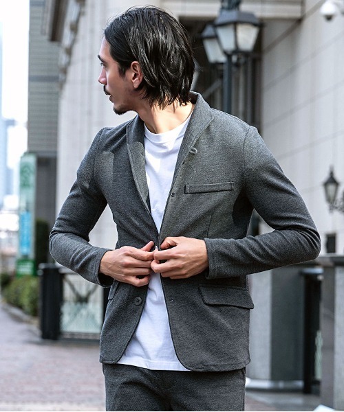 Vicci(ビッチ)の「『vicci/ヴィッチ』カルゼニット イタリアンカラージャケット&パンツ【上下セットアップ】(セットアップ・メンズ・ブラック/ネイビー/グレー/ベージュ系その他/チャコール・M/L)」の3枚目の写真