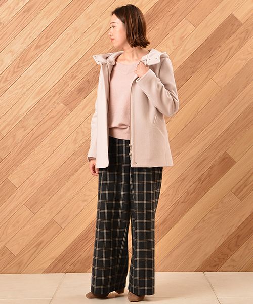 un dix cors（アンディコール）の「フード付ショートコート（その他アウター・レディース・ライトブルー/ライトベージュ/ネイビー・ﾌﾘ-）」の4枚目の写真