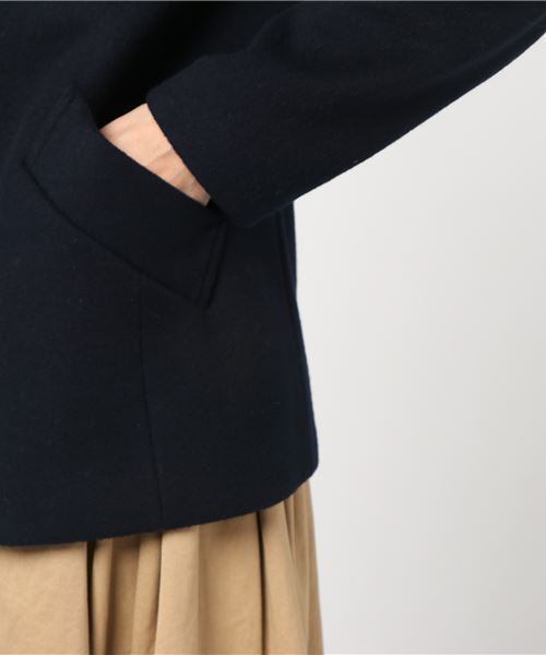 un dix cors（アンディコール）の「フード付ショートコート（その他アウター・レディース・ライトブルー/ライトベージュ/ネイビー・ﾌﾘ-）」の7枚目の写真