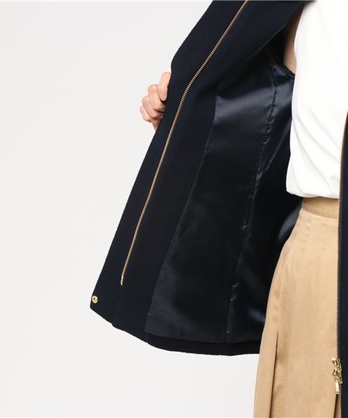 un dix cors（アンディコール）の「フード付ショートコート（その他アウター・レディース・ライトブルー/ライトベージュ/ネイビー・ﾌﾘ-）」の6枚目の写真