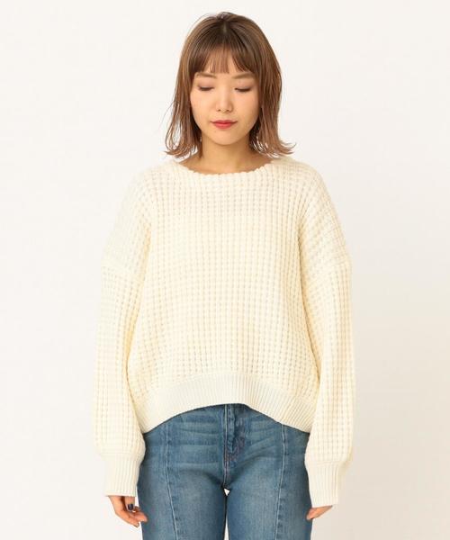 Another Edition（アナザーエディション）の「ワッフルBIG  PO（ニット/セーター・レディース・ネイビー/オフホワイト/ライトピンク・FREE）」の11枚目の写真