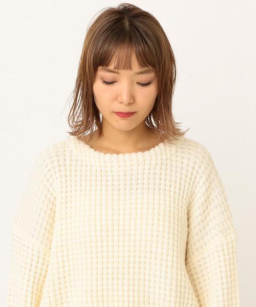 Another Edition（アナザーエディション）の「ワッフルBIG  PO（ニット/セーター・レディース・ネイビー/オフホワイト/ライトピンク・FREE）」の10枚目の写真