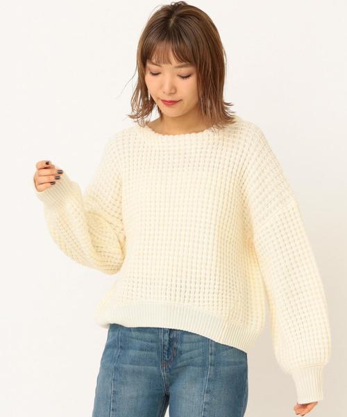 Another Edition（アナザーエディション）の「ワッフルBIG  PO（ニット/セーター・レディース・ネイビー/オフホワイト/ライトピンク・FREE）」の13枚目の写真