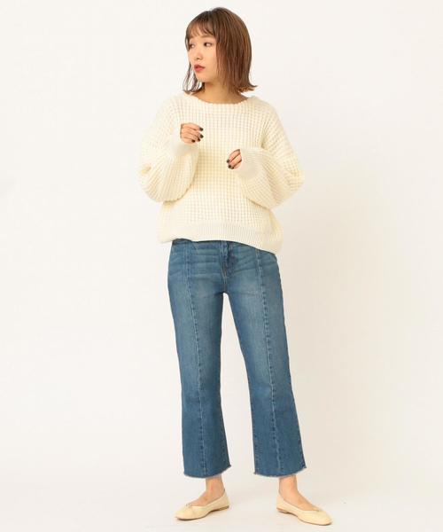 Another Edition（アナザーエディション）の「ワッフルBIG  PO（ニット/セーター・レディース・ネイビー/オフホワイト/ライトピンク・FREE）」の11枚目の写真