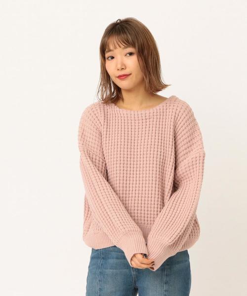 Another Edition（アナザーエディション）の「ワッフルBIG  PO（ニット/セーター・レディース・ネイビー/オフホワイト/ライトピンク・FREE）」の20枚目の写真