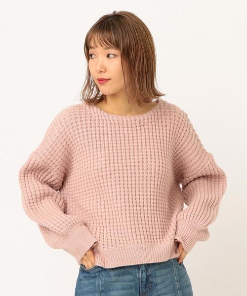 Another Edition（アナザーエディション）の「ワッフルBIG  PO（ニット/セーター・レディース・ネイビー/オフホワイト/ライトピンク・FREE）」の14枚目の写真