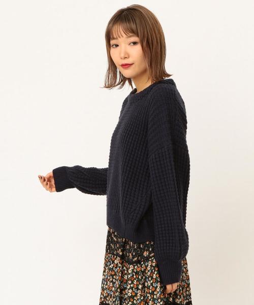 Another Edition（アナザーエディション）の「ワッフルBIG  PO（ニット/セーター・レディース・ネイビー/オフホワイト/ライトピンク・FREE）」の18枚目の写真