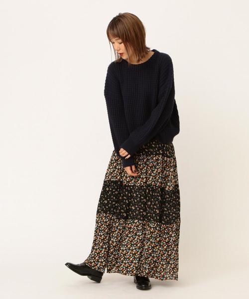 Another Edition（アナザーエディション）の「ワッフルBIG  PO（ニット/セーター・レディース・ネイビー/オフホワイト/ライトピンク・FREE）」の9枚目の写真