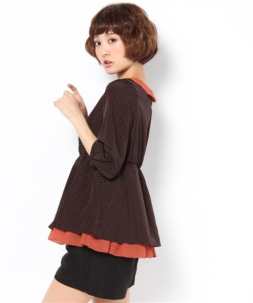 mystic(ミスティック)の「配色ドットブラウス(シャツ/ブラウス・レディース・ブラック/マスタード/レンガ・フリ-)」の8枚目の写真