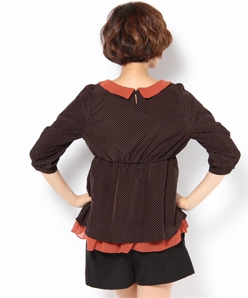 mystic(ミスティック)の「配色ドットブラウス(シャツ/ブラウス・レディース・ブラック/マスタード/レンガ・フリ-)」の4枚目の写真