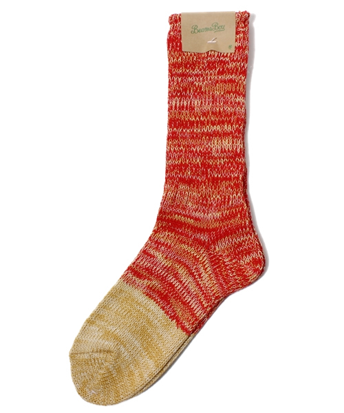 BEAMS BOY(ビームスボーイ)の「□BEAMS BOY / 2トーン MIX 3/4ソックス(ソックス/靴下・レディース・オフホワイト/レッド/イエロー/パープル・ONE SIZE)」の1枚目の写真