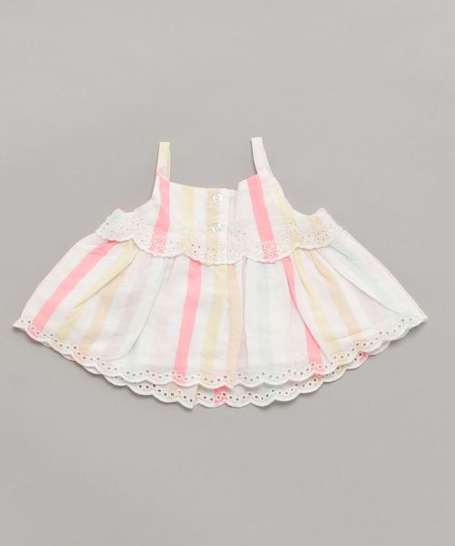 GAP（ギャップ）の「Stripe Eyelet Scalloped Top（キャミソール・キッズ・ホワイト系その他・90cm/60cm/50cm/80ｃｍ/70cm）」の2枚目の写真