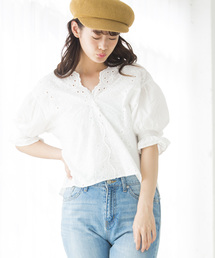 WEGO/スカラップコットンレースブラウス