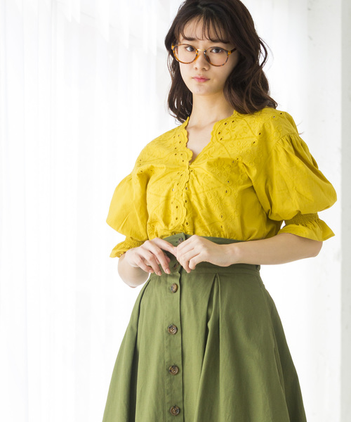 WEGO（ウィゴー）の「WEGO/スカラップコットンレースブラウス（シャツ/ブラウス・レディース・ライトピンク/ブラック/ホワイト/イエロー・FREE）」の3枚目の写真