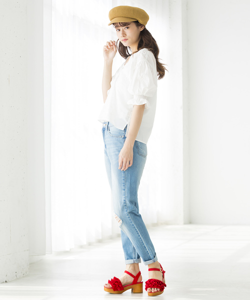 WEGO（ウィゴー）の「WEGO/スカラップコットンレースブラウス（シャツ/ブラウス・レディース・ライトピンク/ブラック/ホワイト/イエロー・FREE）」の9枚目の写真