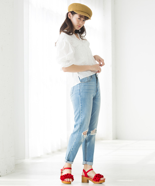 WEGO（ウィゴー）の「WEGO/スカラップコットンレースブラウス（シャツ/ブラウス・レディース・ライトピンク/ブラック/ホワイト/イエロー・FREE）」の11枚目の写真