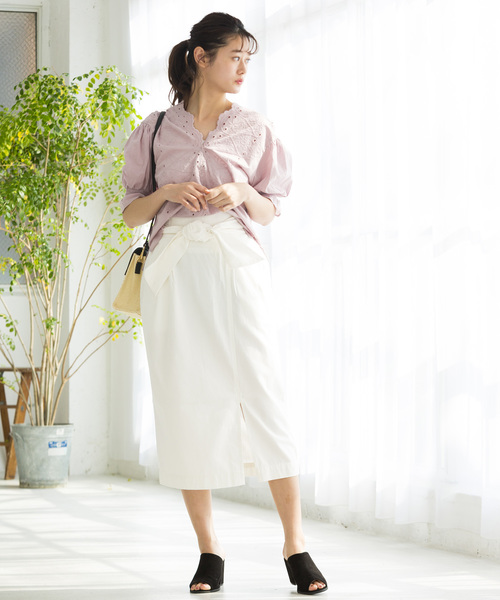 WEGO（ウィゴー）の「WEGO/スカラップコットンレースブラウス（シャツ/ブラウス・レディース・ライトピンク/ブラック/ホワイト/イエロー・FREE）」の14枚目の写真