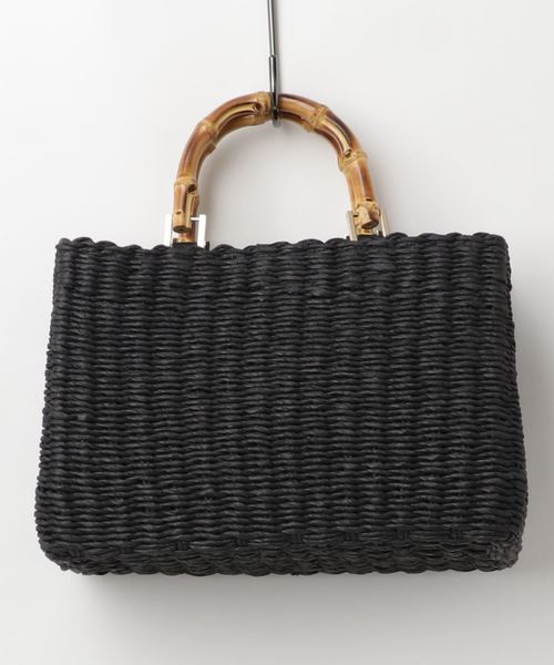 NATURAL BEAUTY BASIC（ナチュラルビューティーベーシック）の「【雑誌掲載】バンブーハンドバスケット（ハンドバッグ・レディース・ブラック/ベージュ・ﾌﾘ-）」の5枚目の写真
