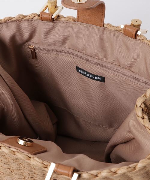 NATURAL BEAUTY BASIC（ナチュラルビューティーベーシック）の「【雑誌掲載】バンブーハンドバスケット（ハンドバッグ・レディース・ブラック/ベージュ・ﾌﾘ-）」の6枚目の写真