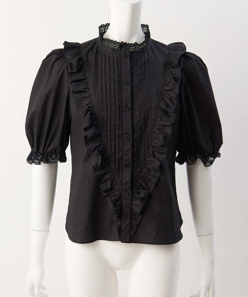 one after another NICE CLAUP（ワンアフターアナザーナイスクラップ）の「Ｖフリルタックブラウス（シャツ/ブラウス・レディース・ブラック/オフホワイト/ボルドー・FREE）」の6枚目の写真