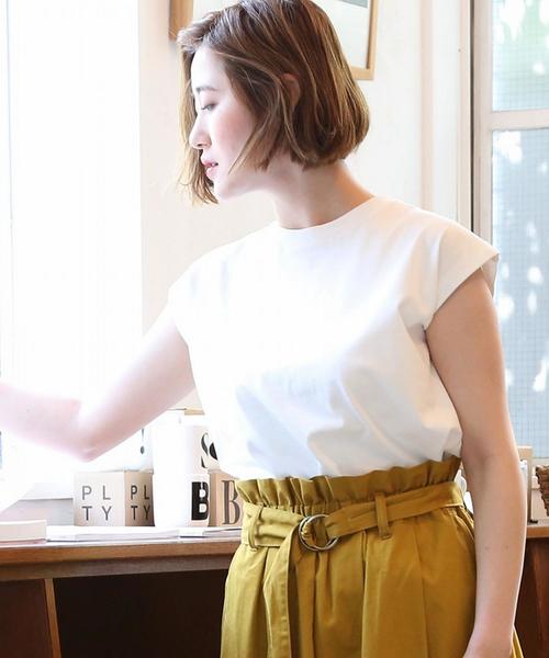 coen（コーエン）の「USAコットンフレンチスリーブTシャツ(カットソー)（Tシャツ/カットソー・レディース・ネイビー/ホワイト/グレー/ライラック・FREE）」の2枚目の写真