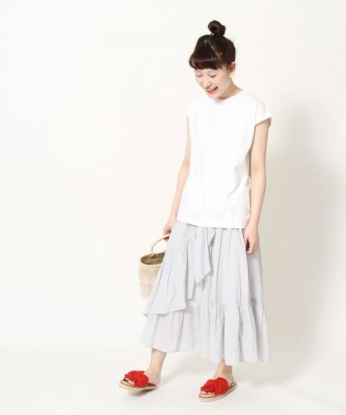 coen（コーエン）の「USAコットンフレンチスリーブTシャツ(カットソー)（Tシャツ/カットソー・レディース・ネイビー/ホワイト/グレー/ライラック・FREE）」の22枚目の写真