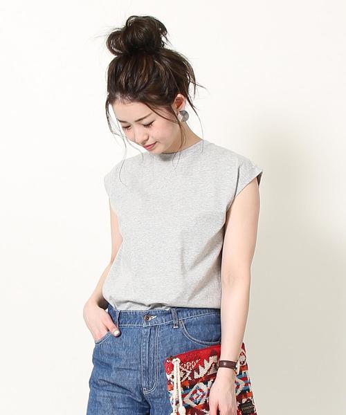 coen（コーエン）の「USAコットンフレンチスリーブTシャツ(カットソー)（Tシャツ/カットソー・レディース・ネイビー/ホワイト/グレー/ライラック・FREE）」の21枚目の写真