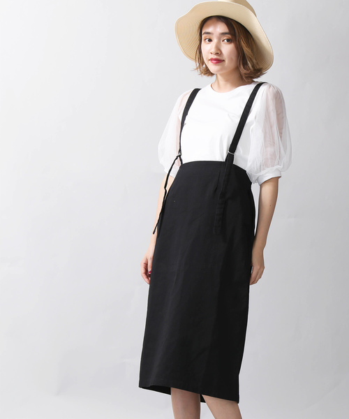 WEGO（ウィゴー）の「WEGO/サスペンダー付きナロースカート（スカート・レディース・ブラック系その他2/ブラック・FREE）」の2枚目の写真